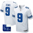 Men Nike Dallas Cowboys &9 Tony Romo Elite White Autographed NFL Jersey