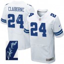 Men Nike Dallas Cowboys &24 Morris Claiborne Elite White Autographed NFL Jersey