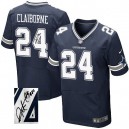 Men Nike Dallas Cowboys &24 Morris Claiborne Elite Navy Blue Team Color Autographed NFL Jersey