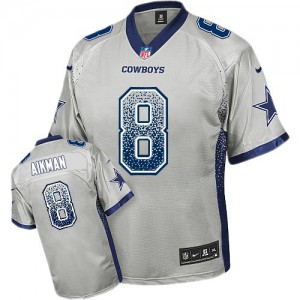 Hommes Nike Dallas Cowboys # 8 Troy Aikman Élite gris Drift mode NFL Maillot Magasin