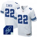Men Nike Dallas Cowboys &22 Emmitt Smith Elite White Autographed NFL Jersey