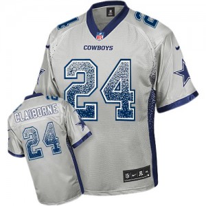 Hommes Nike Dallas Cowboys # 24 Morris Claiborne Élite gris Drift mode NFL Maillot Magasin