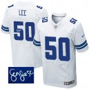Men Nike Dallas Cowboys &50 Sean Lee Elite White Autographed NFL Jersey
