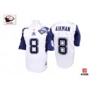 Men Mitchell And Ness Dallas Cowboys &8 Troy Aikman Authentic White 75TH Patch Throwback NFL Jersey