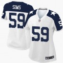 Women Nike Dallas Cowboys &59 Ernie Sims Elite White Throwback Alternate NFL Jersey