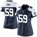 Women Nike Dallas Cowboys &59 Ernie Sims Elite Navy Blue Throwback Alternate NFL Jersey