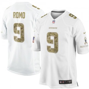 Hommes Nike Dallas Cowboys # 9 Tony Romo Élite blanc Salute to Service NFL Maillot Magasin