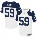 Men Nike Dallas Cowboys &59 Ernie Sims Elite White Throwback Alternate NFL Jersey