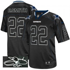 Hommes Nike Dallas Cowboys # 22 Emmitt Smith élite Lights Out noir dédicacée NFL Maillot Magasin