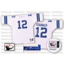 Mitchell and Ness Dallas Cowboys &12 Roger Staubach Authentic White Throwback Autographed NFL Jersey