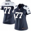 Women Nike Dallas Cowboys &77 Tyron Smith Elite Navy Blue Throwback Alternate NFL Jersey