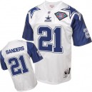 Mitchell And Ness Dallas Cowboys &21 Deion Sanders Authentic White 75TH Patch Throwback NFL Jersey