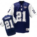 Mitchell And Ness Dallas Cowboys &21 Deion Sanders Authentic Navy Blue/White 75TH Patch Throwback NFL Jersey