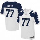 Men Nike Dallas Cowboys &77 Tyron Smith Elite White Throwback Alternate NFL Jersey