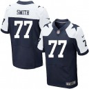 Men Nike Dallas Cowboys &77 Tyron Smith Elite Navy Blue Throwback Alternate NFL Jersey