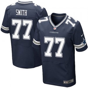 Hommes Nike Dallas Cowboys # 77 Tyron Smith élite bleu marine équipe NFL Maillot Magasin de couleur
