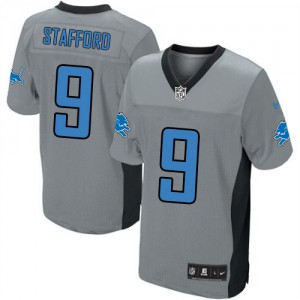 Hommes Nike Detroit Lions # 9 Matthew Stafford élite gris ombre NFL Maillot Magasin