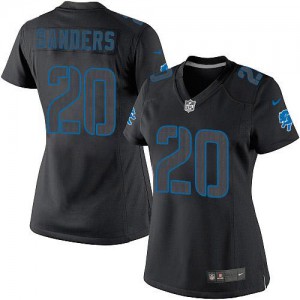 Femmes Nike Detroit Lions # 20 Barry Sanders Élite Noir Impact NFL Maillot Magasin