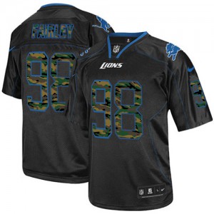 Hommes Nike Detroit Lions # 98 Nick Fairley Élite noire Camo Fashion NFL Maillot Magasin