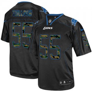 Hommes Nike Detroit Lions # 55 Stephen Tulloch Élite noire Camo Fashion NFL Maillot Magasin