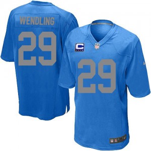 Jeunes Lions de Detroit Nike # 29 John Wendling Élite bleu C autre Patch NFL Maillot Magasin