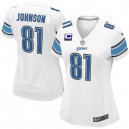 Women Nike Detroit Lions &81 Calvin Johnson Elite White C Patch NFL Jersey