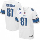 Men Nike Detroit Lions &81 Calvin Johnson Elite White C Patch NFL Jersey