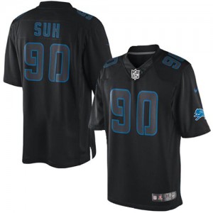 Hommes Nike Detroit Lions # 90 Ndamukong Suh élite noir incidence NFL Maillot Magasin