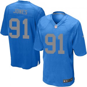 Jeunes Lions de Detroit Nike # 91 Jason Jones Élite bleu remplaçant NFL Maillot Magasin