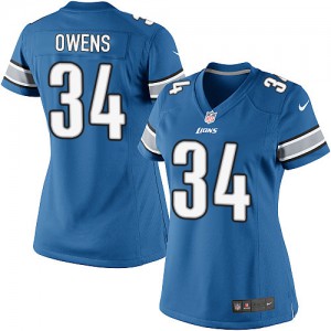 Femmes Nike Detroit Lions # 34 Montell Owens élite lumière bleu équipe NFL Maillot Magasin de couleur