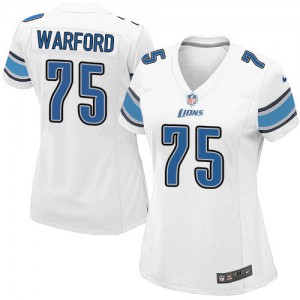 Femmes Nike Detroit Lions # 75 Larry Warford Élite blanc NFL Maillot Magasin