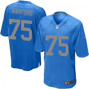 Jeunes Lions de Detroit Nike # 75 Larry Warford Élite bleu alternent NFL Maillot Magasin
