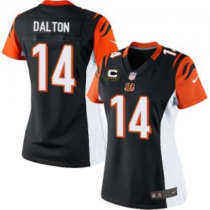 Femmes Nike Cincinnati Bengals # 14 Andy Dalton Élite noire couleur C Patch NFL maillot de l'équipe