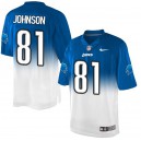 Men Nike Detroit Lions &81 Calvin Johnson Elite Light Blue/White Fadeaway NFL Jersey