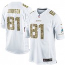 Men Nike Detroit Lions &81 Calvin Johnson Elite White Salute to Service NFL Jersey