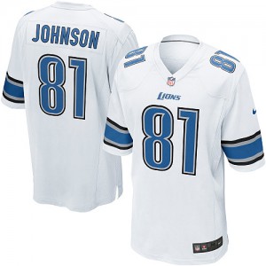 Jeunes Lions de Detroit Nike # 81 Calvin Johnson Élite blanc NFL Maillot Magasin