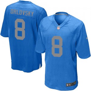 Jeunes Lions de Detroit Nike # 8 Dan Orlovsky Élite bleu alternent NFL Maillot Magasin