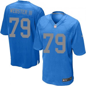 Jeunes Lions de Detroit Nike # 79 Larry Webster III Élite bleu remplaçant NFL Maillot Magasin