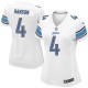 Women Nike Detroit Lions &4 Jason Hanson Elite White NFL Jersey