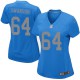 Women Nike Detroit Lions &64 Travis Swanson Elite Blue Alternate NFL Jersey