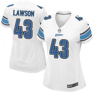 Femmes Nike Detroit Lions # 43 Nevin Lawson Élite blanc NFL Maillot Magasin