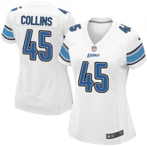 Femmes Nike Detroit Lions # 45 Jed Collins Élite blanc NFL Maillot Magasin