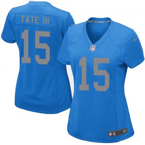 Femmes Nike Detroit Lions # 15 or Tate III Élite bleu remplaçant NFL Maillot Magasin