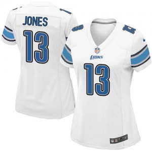 Femmes Nike Detroit Lions # 13 T. J. Jones Élite blanc NFL Maillot Magasin