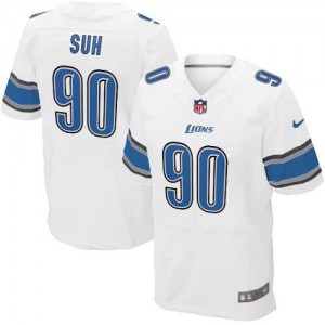 Hommes Nike Detroit Lions # 90 Élite Ndamukong Suh NFL maillot de blanc