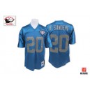 Mitchell And Ness Detroit Lions &20 Barry Sanders Blue With 75 Anniversary Patch Authentic Throwback NFL Jersey