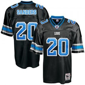 Mitchell et Ness Detroit Lions # 20 Barry Sanders noir Throwback authentique NFL maillot