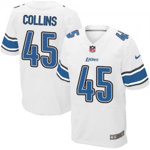 Hommes Nike Detroit Lions # 45 Jed Collins Élite blanc NFL Maillot Magasin