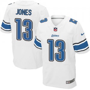Hommes Nike Detroit Lions # 13 T. J. Jones Élite blanc NFL Maillot Magasin