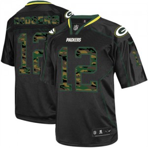 Hommes Nike Packers de verte Bay # 12 Aaron Rodgers Élite noire Camo Fashion NFL Maillot Magasin